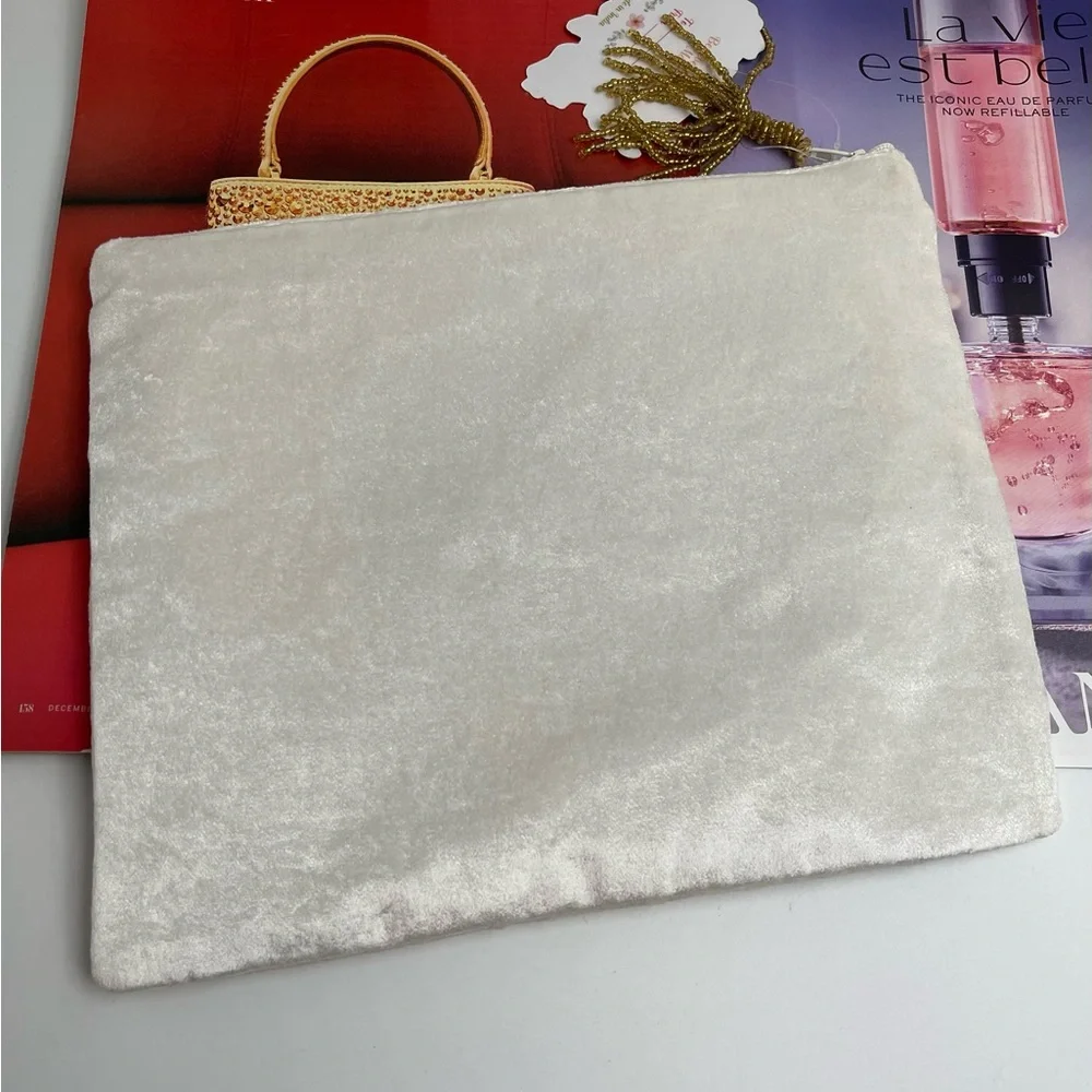 - Glitter Cosmetic Pouch 8x10” white opal